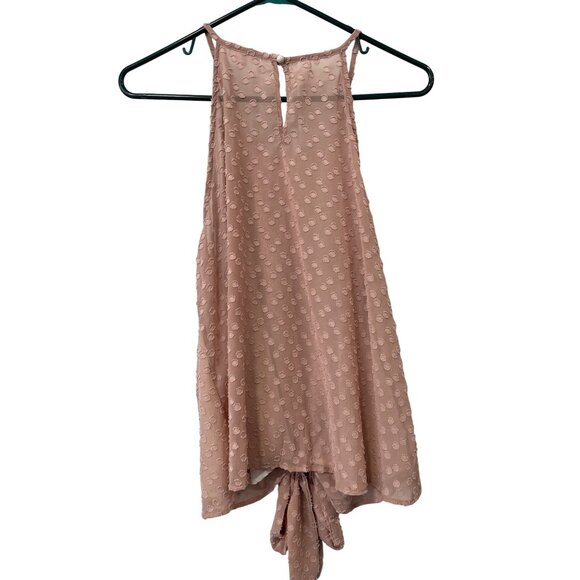 Kylie Paige Blouse Size Large Sleeveless Tie Front Sleeveless Clip Dot Feminine - Picture 2 of 6